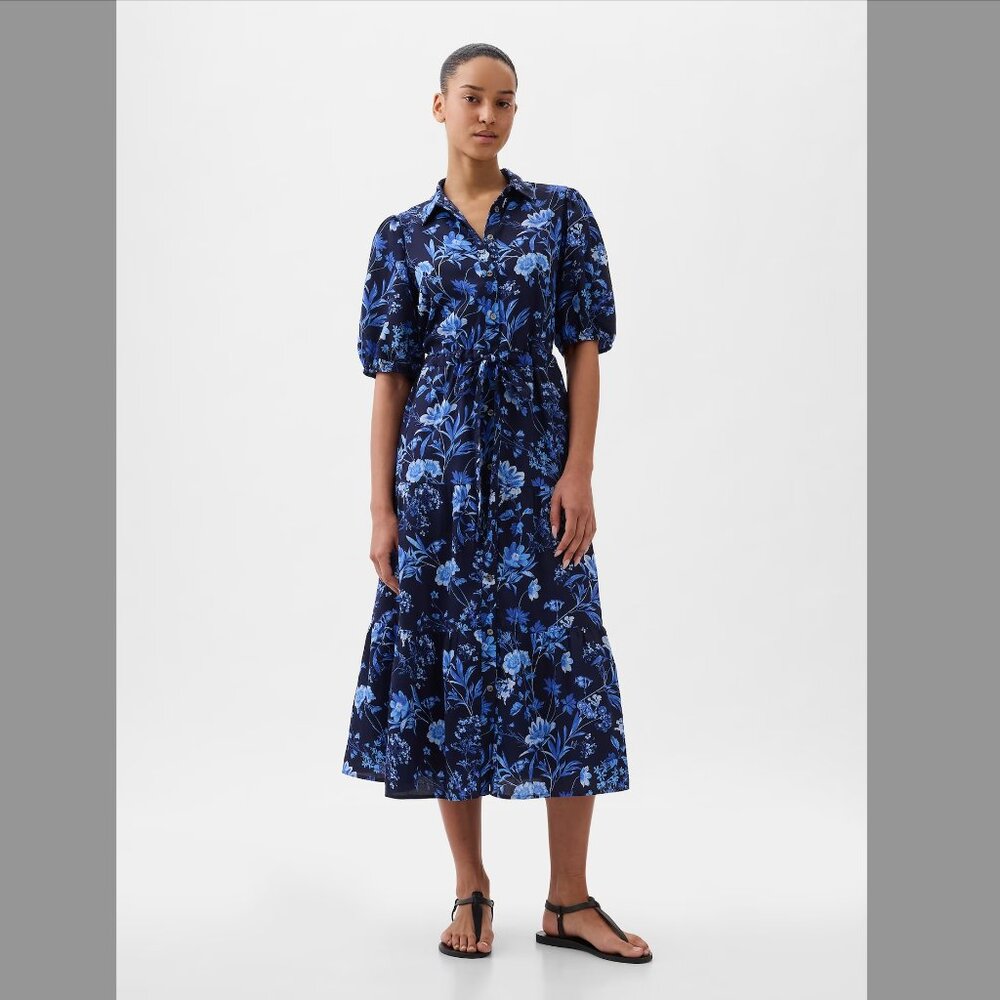 GAP Puff Sleeve Midi Dress NWT